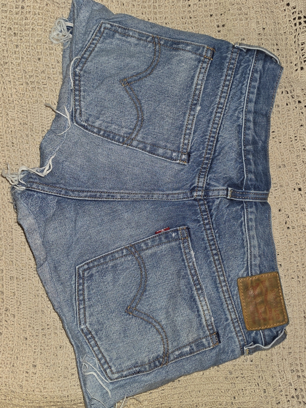 Vintage Blue Denim Cutoff Shorts with Red Tab White Cone Selvedge